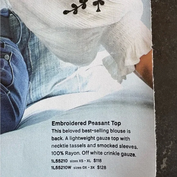 Boho White Linen Peasant Top with Black Intricate Embroidery - Picture 14 of 16